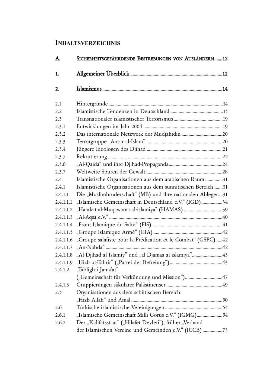 Seite 7 des Verfassungsschutzbericht 2004 Baden-Württemberg