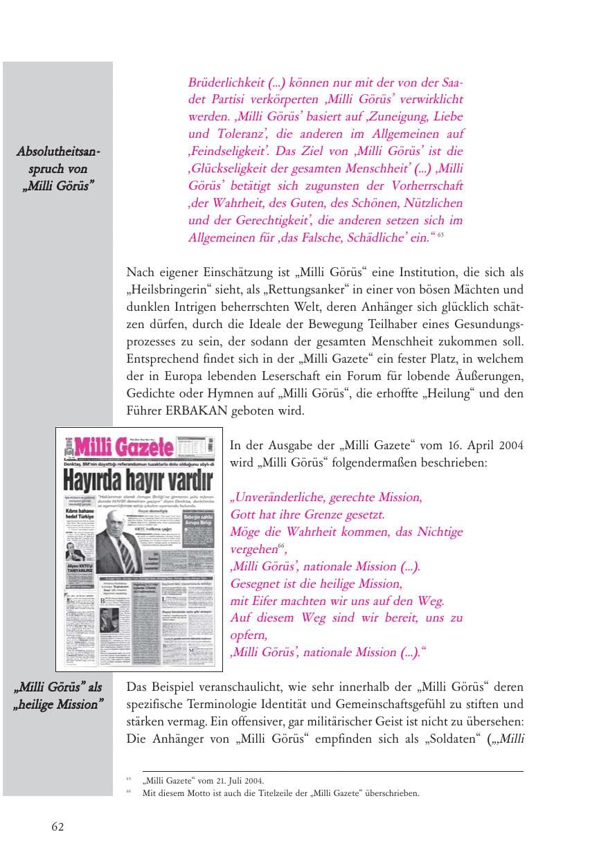 Seite 63 des Verfassungsschutzbericht 2004 Baden-Württemberg