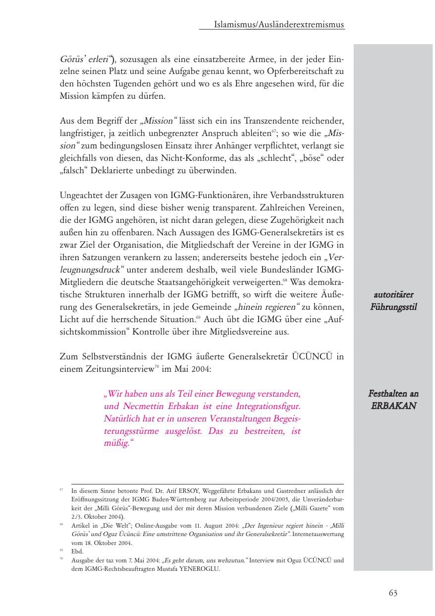Seite 64 des Verfassungsschutzbericht 2004 Baden-Württemberg