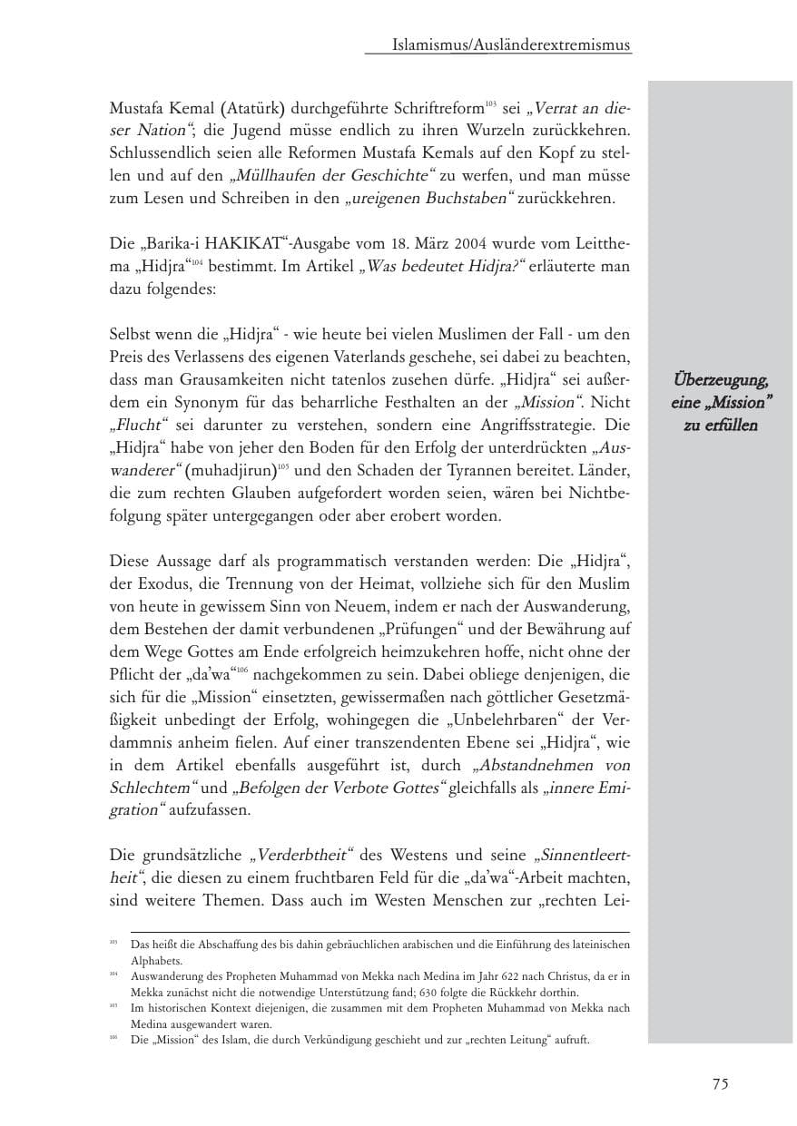 Seite 76 des Verfassungsschutzbericht 2004 Baden-Württemberg