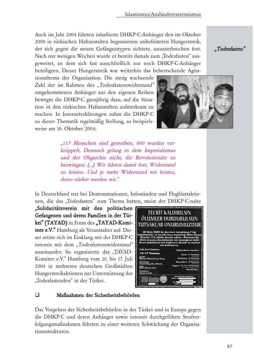 Seite 88 des Verfassungsschutzbericht 2004 Baden-Württemberg