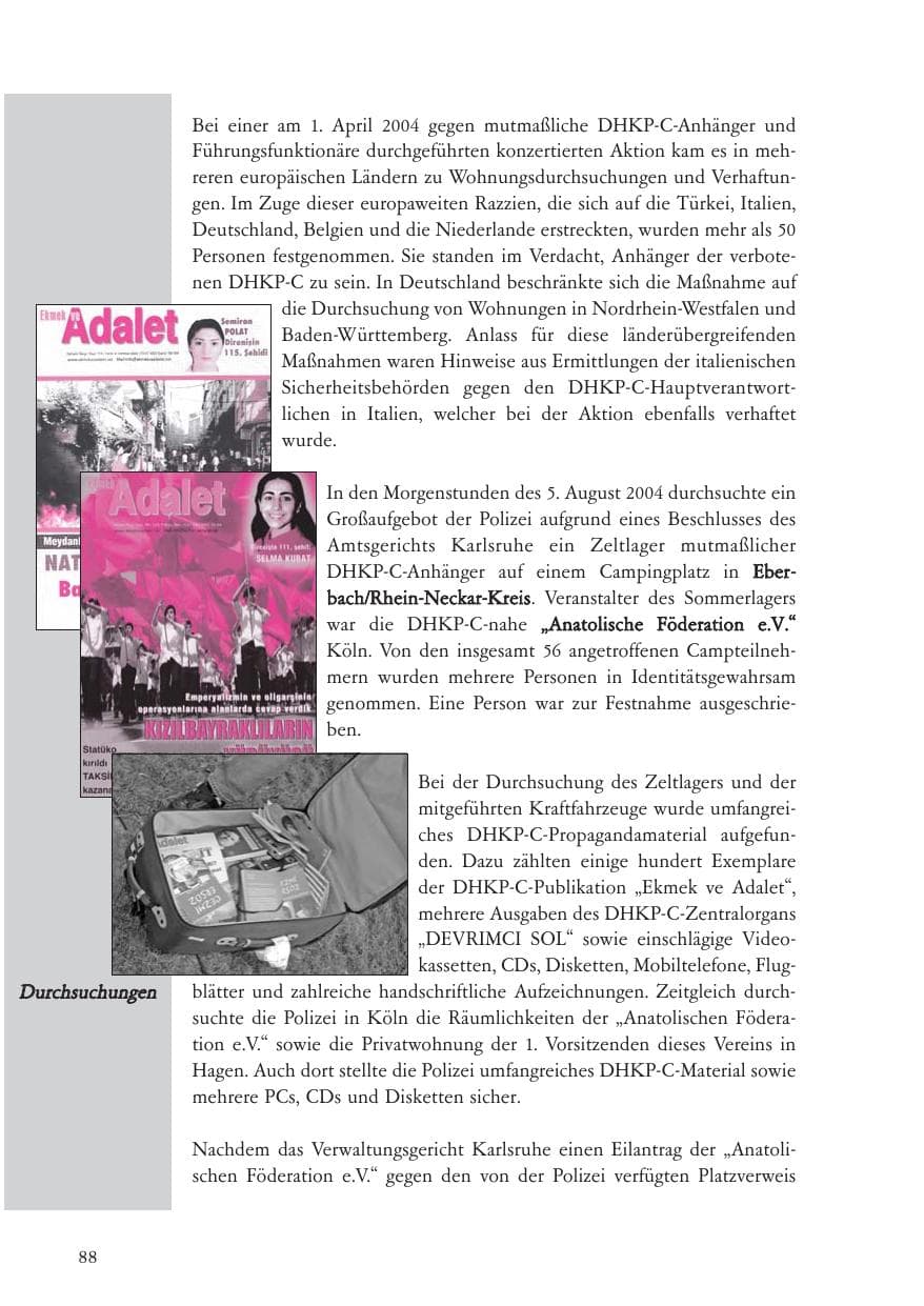 Seite 89 des Verfassungsschutzbericht 2004 Baden-Württemberg