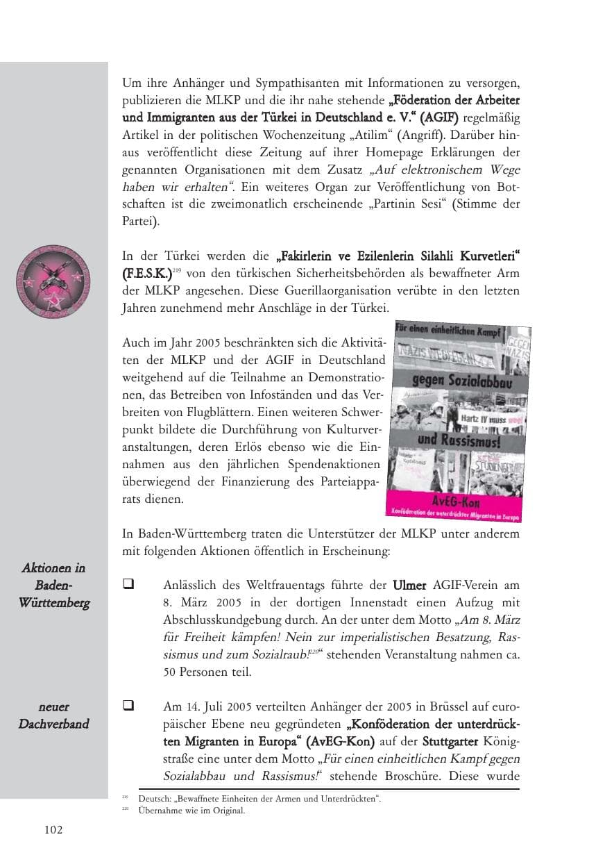 Seite 103 des Verfassungsschutzbericht 2005 Baden-Württemberg