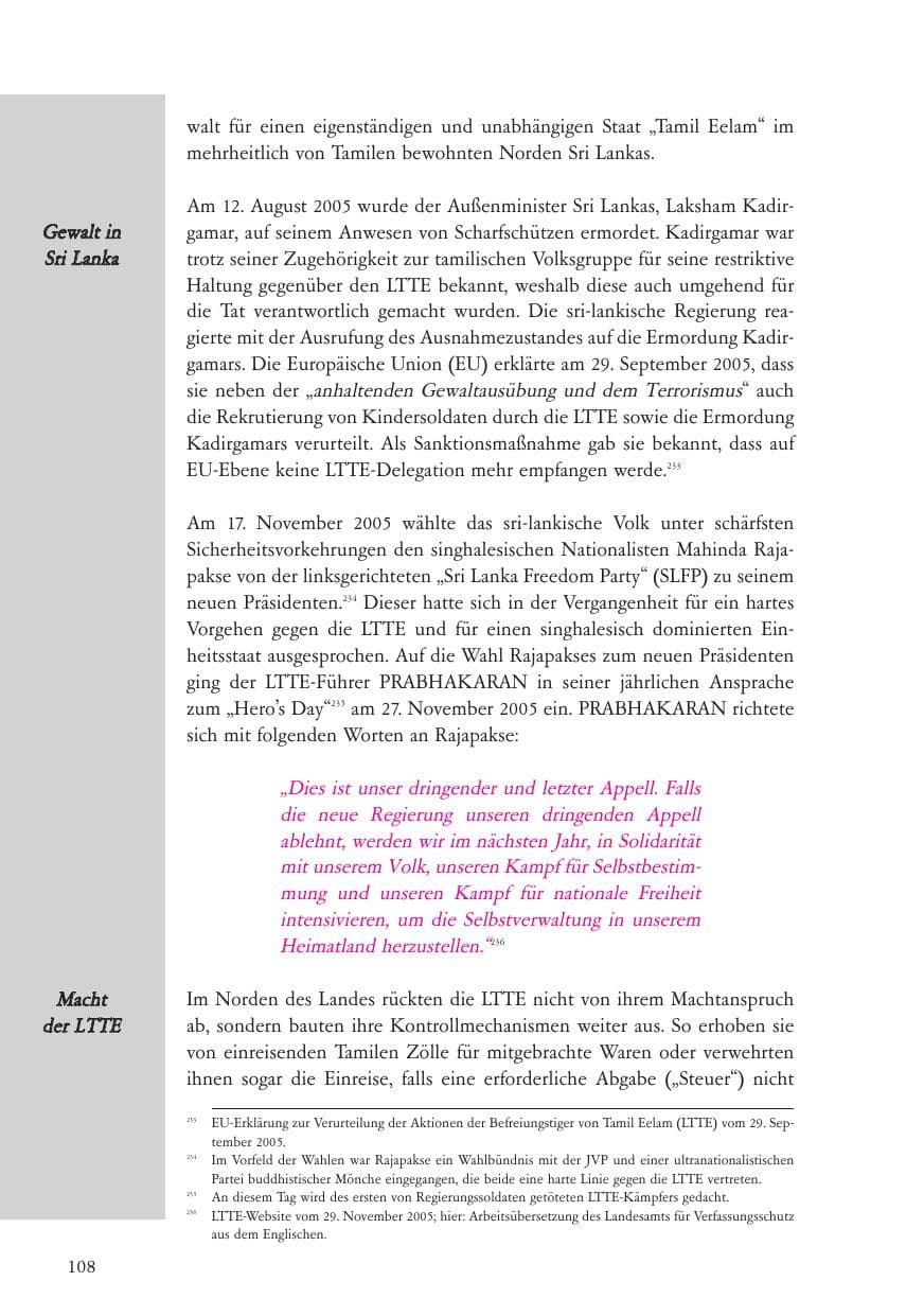 Seite 109 des Verfassungsschutzbericht 2005 Baden-Württemberg