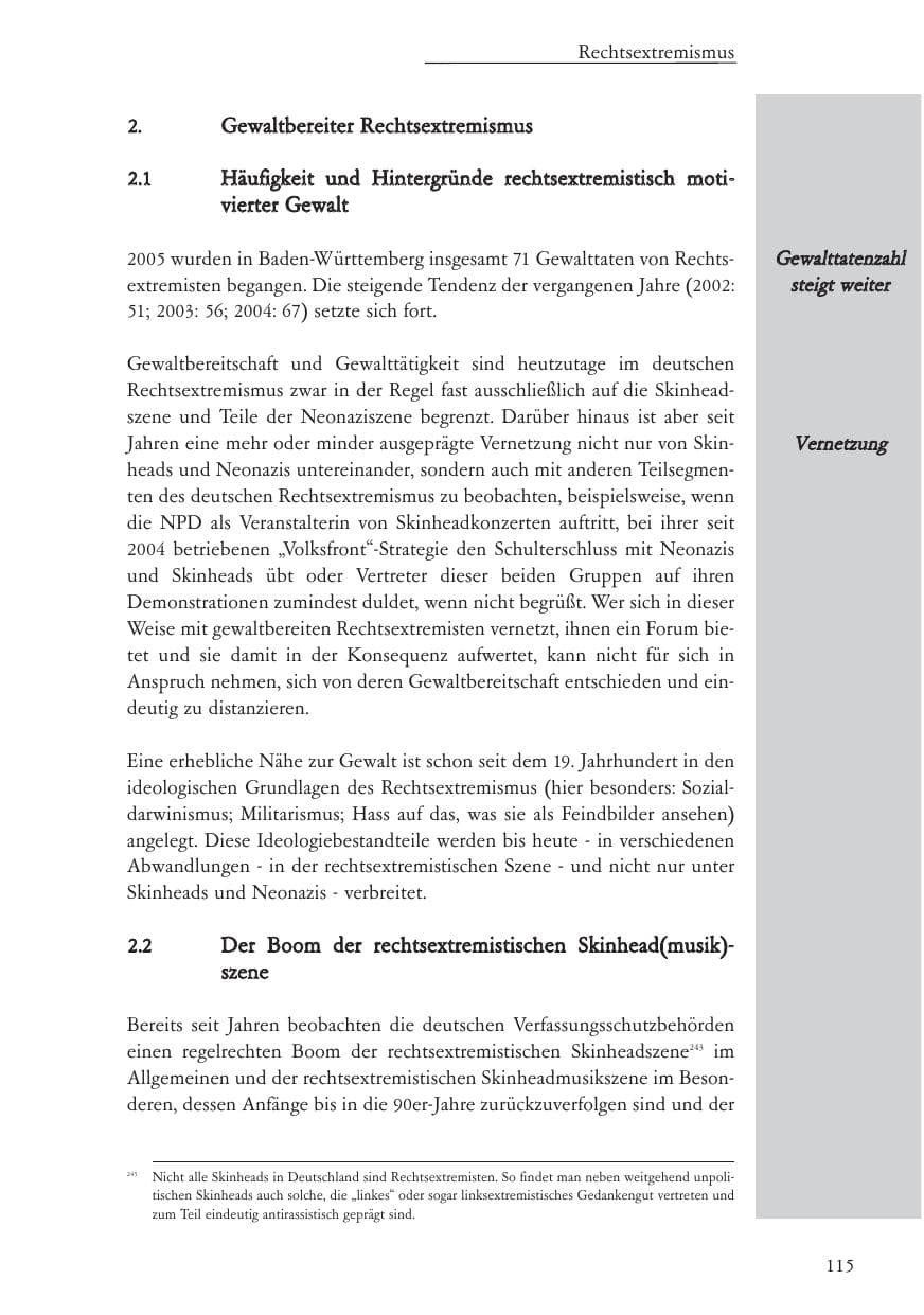 Seite 116 des Verfassungsschutzbericht 2005 Baden-Württemberg
