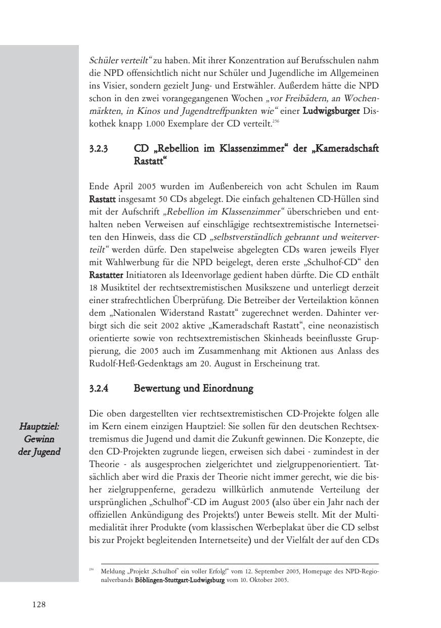 Seite 129 des Verfassungsschutzbericht 2005 Baden-Württemberg