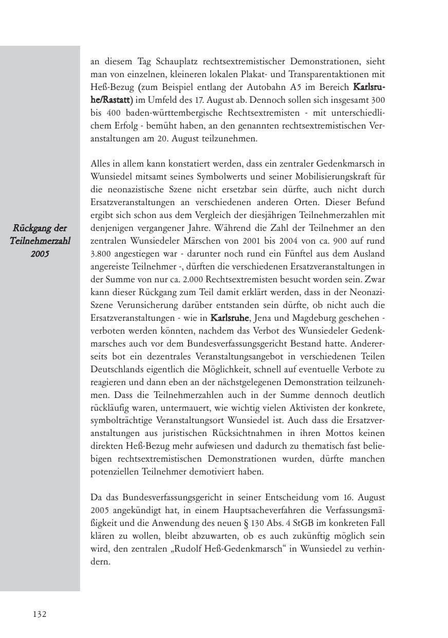Seite 133 des Verfassungsschutzbericht 2005 Baden-Württemberg