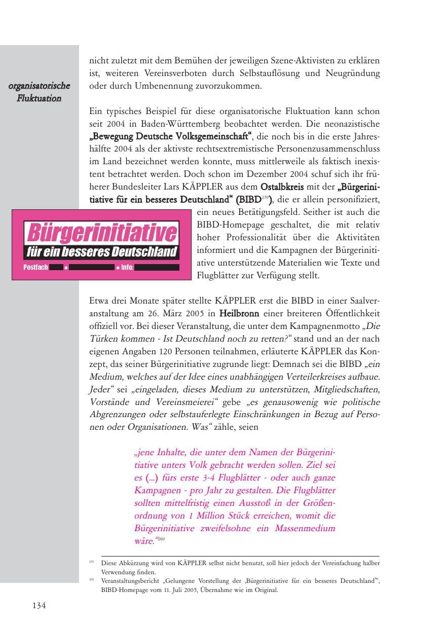 Seite 135 des Verfassungsschutzbericht 2005 Baden-Württemberg