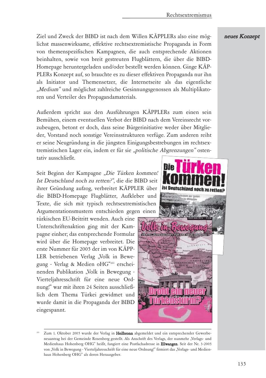 Seite 136 des Verfassungsschutzbericht 2005 Baden-Württemberg