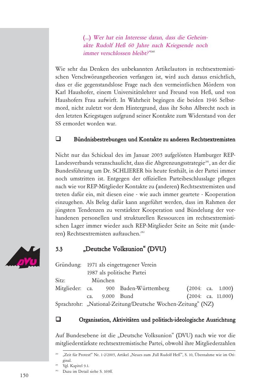 Seite 151 des Verfassungsschutzbericht 2005 Baden-Württemberg