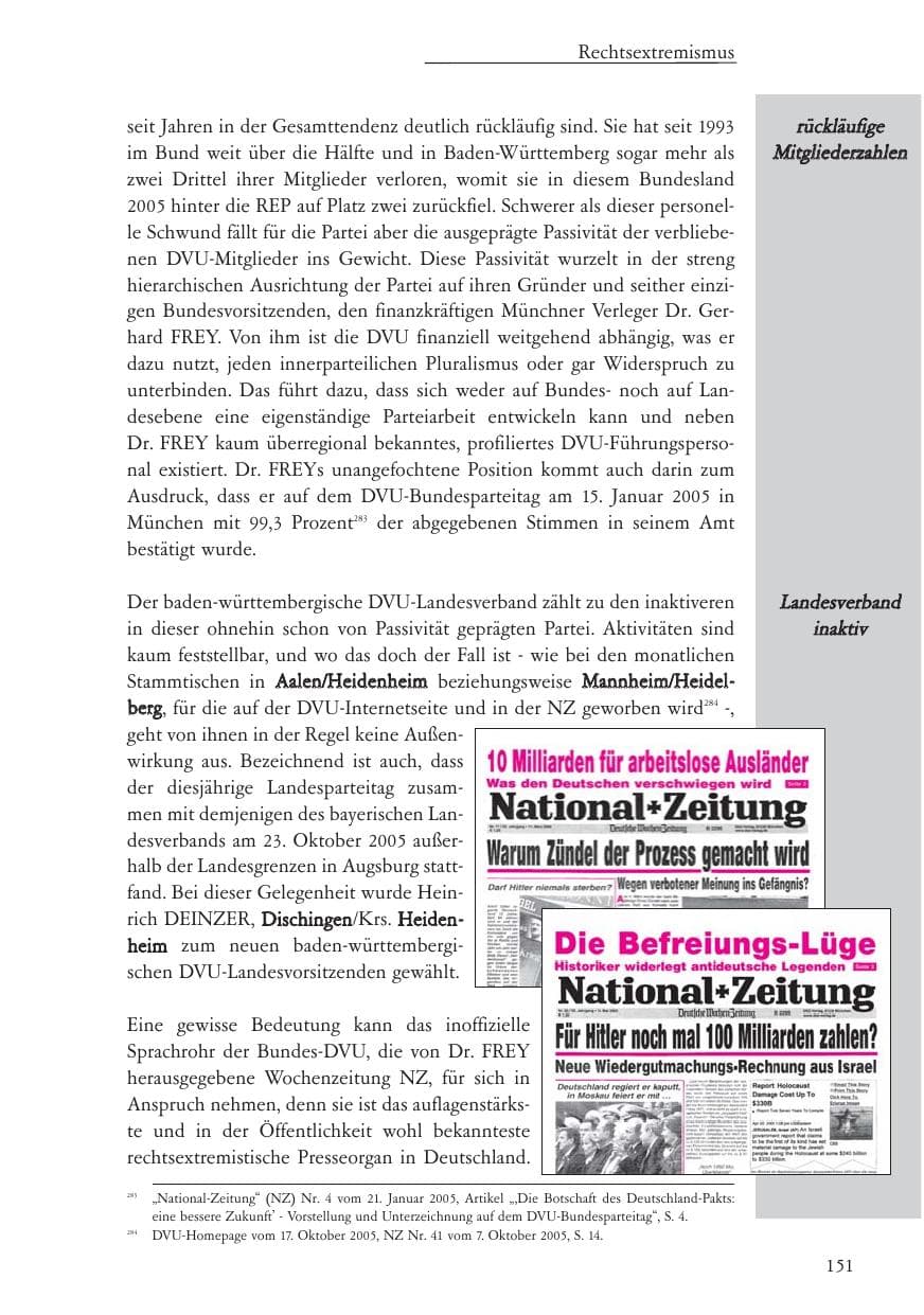 Seite 152 des Verfassungsschutzbericht 2005 Baden-Württemberg