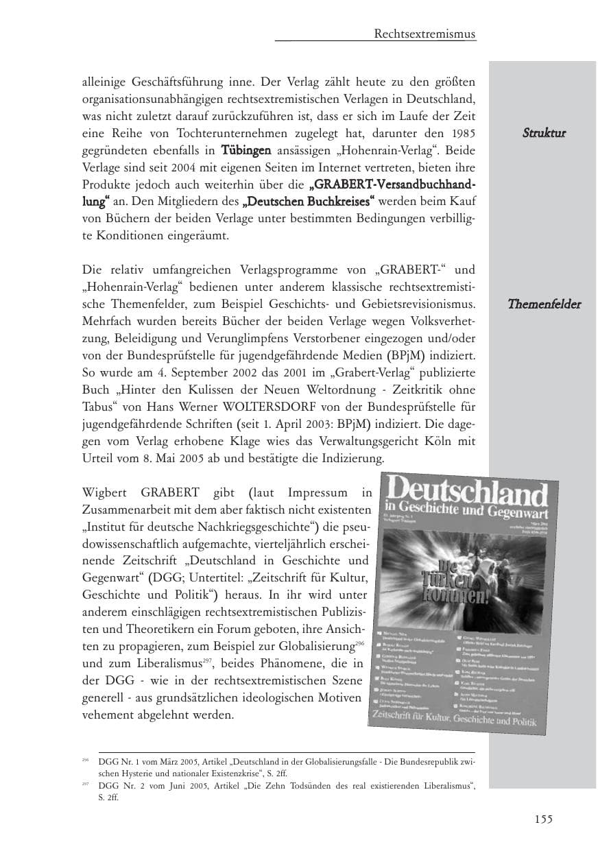 Seite 156 des Verfassungsschutzbericht 2005 Baden-Württemberg