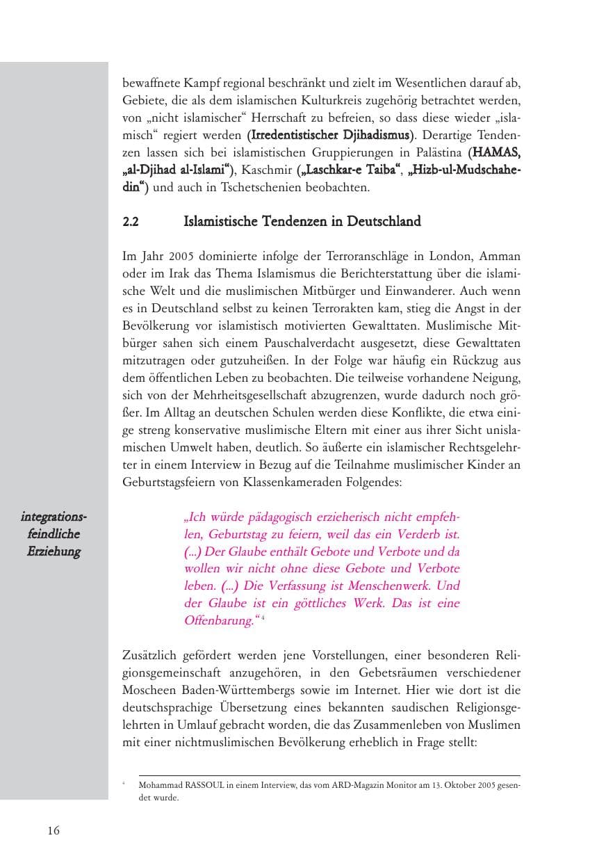 Seite 17 des Verfassungsschutzbericht 2005 Baden-Württemberg