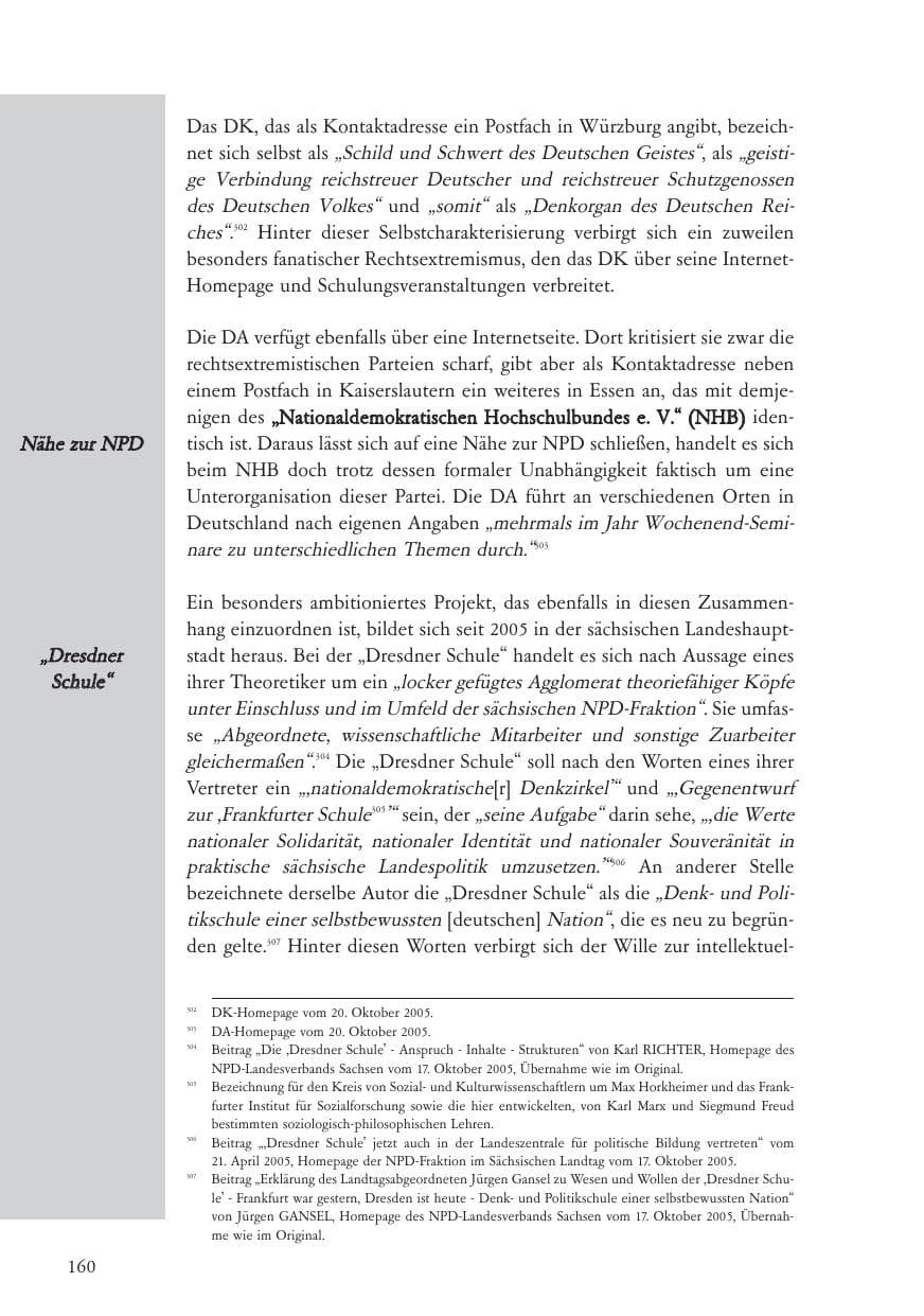 Seite 161 des Verfassungsschutzbericht 2005 Baden-Württemberg