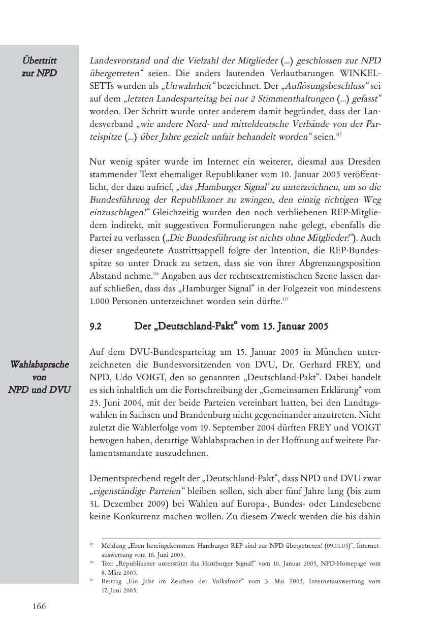Seite 167 des Verfassungsschutzbericht 2005 Baden-Württemberg