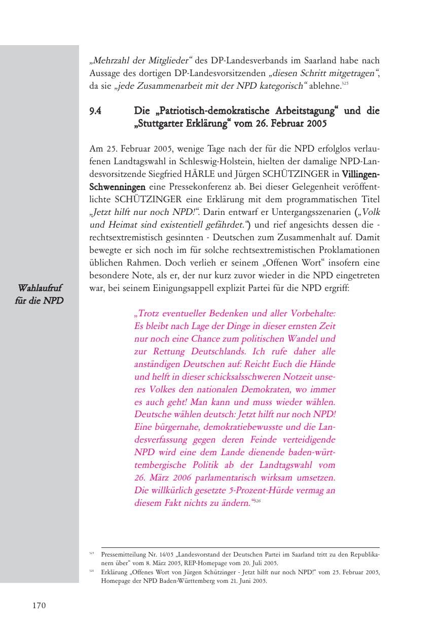 Seite 171 des Verfassungsschutzbericht 2005 Baden-Württemberg