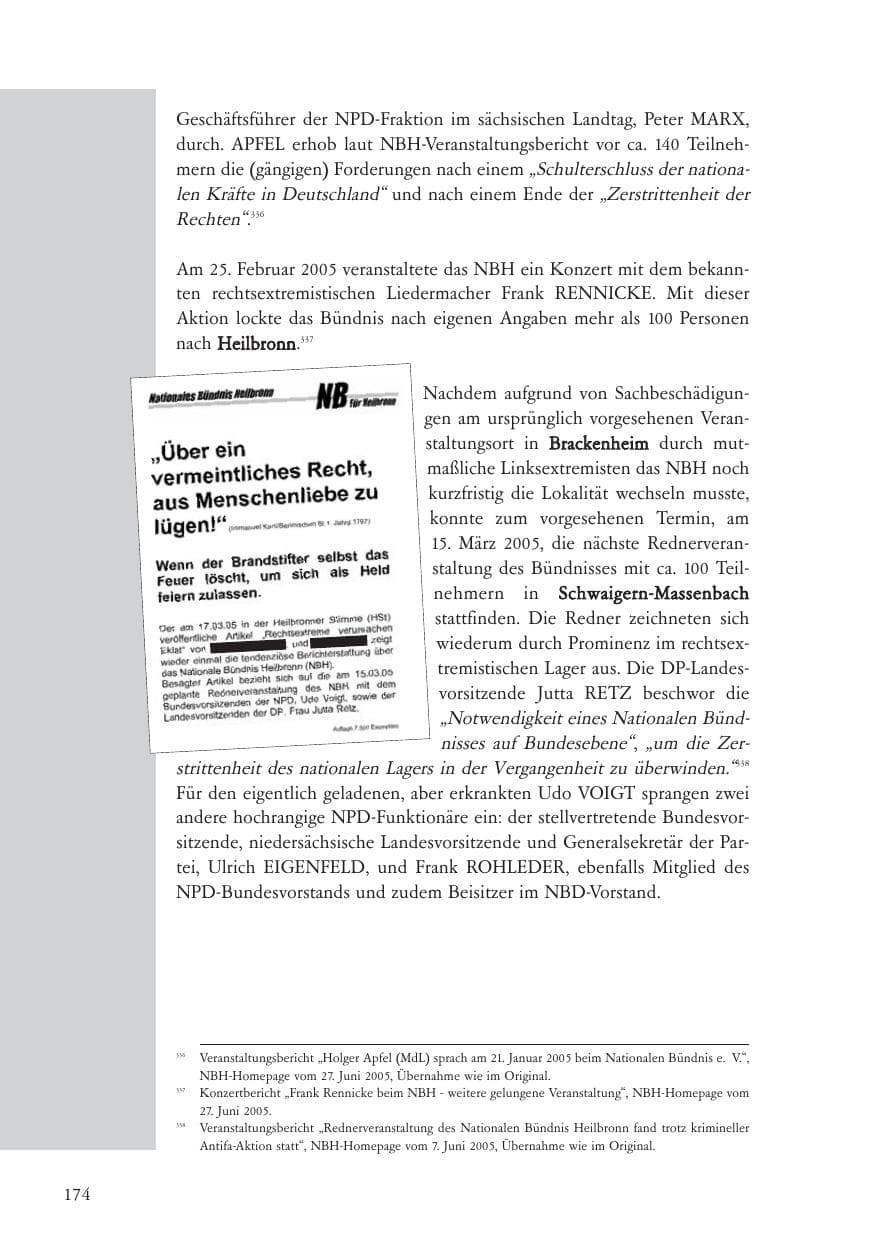 Seite 175 des Verfassungsschutzbericht 2005 Baden-Württemberg