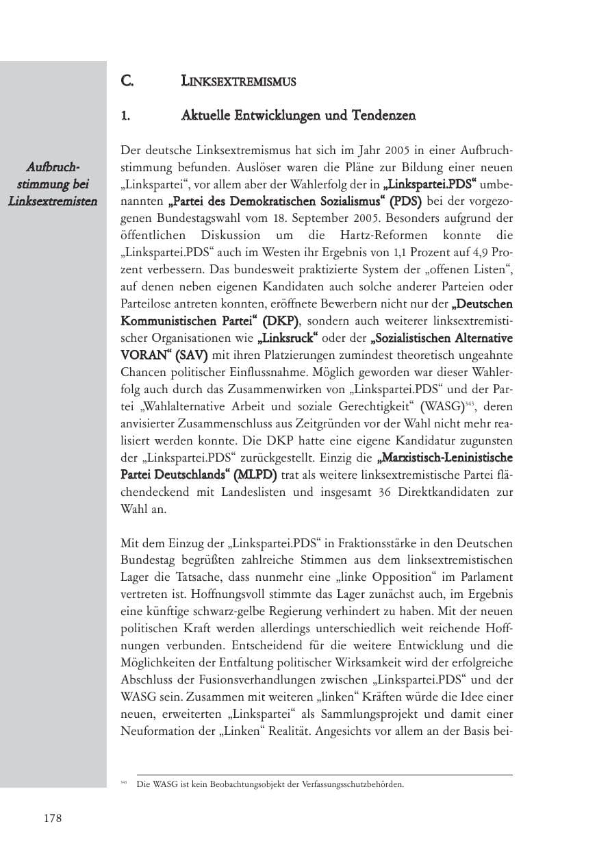 Seite 179 des Verfassungsschutzbericht 2005 Baden-Württemberg