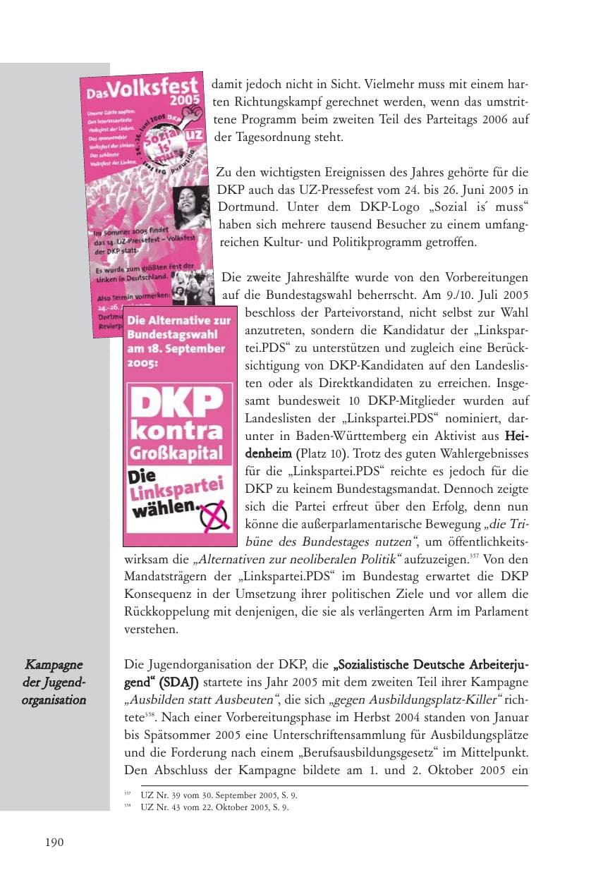 Seite 191 des Verfassungsschutzbericht 2005 Baden-Württemberg