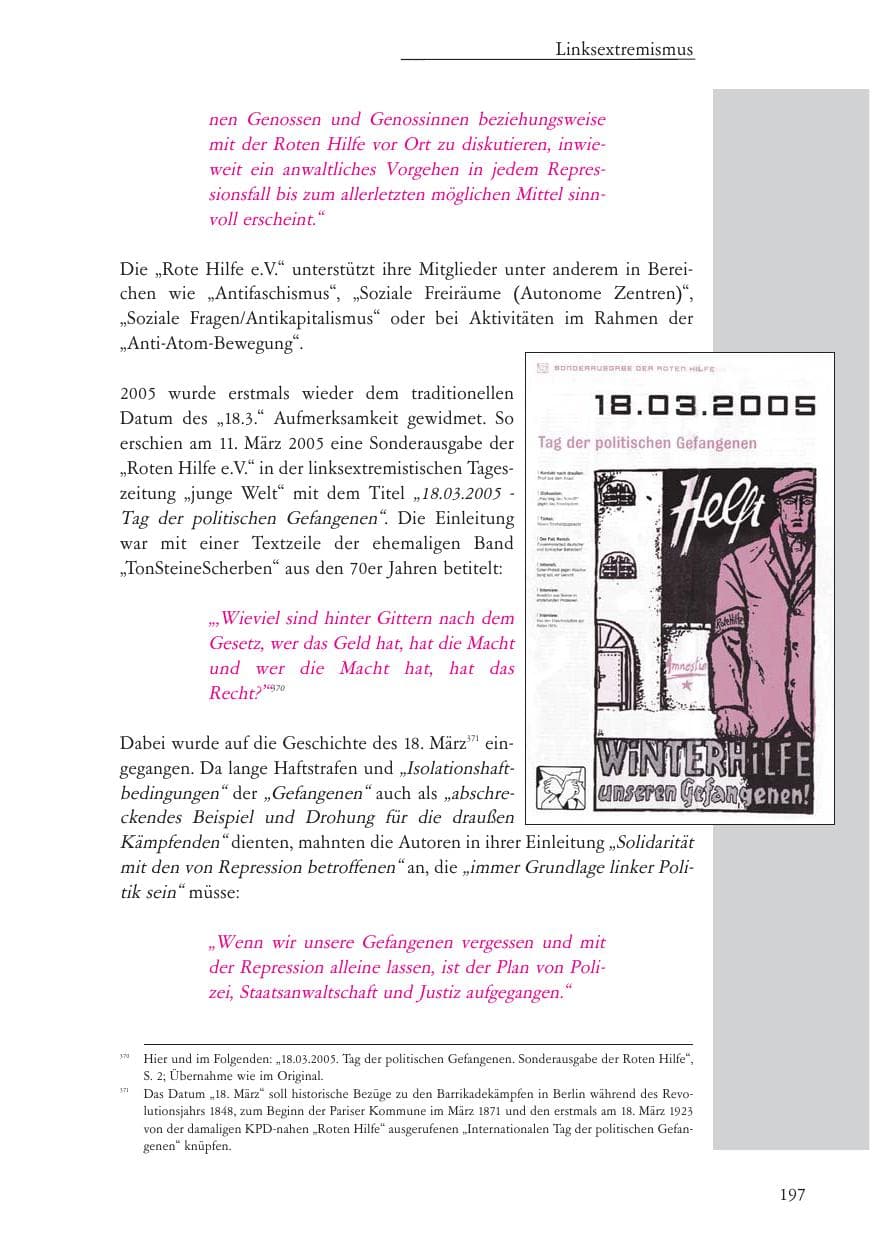 Seite 198 des Verfassungsschutzbericht 2005 Baden-Württemberg