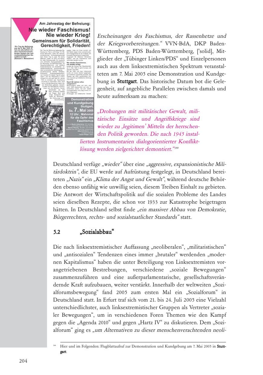 Seite 205 des Verfassungsschutzbericht 2005 Baden-Württemberg