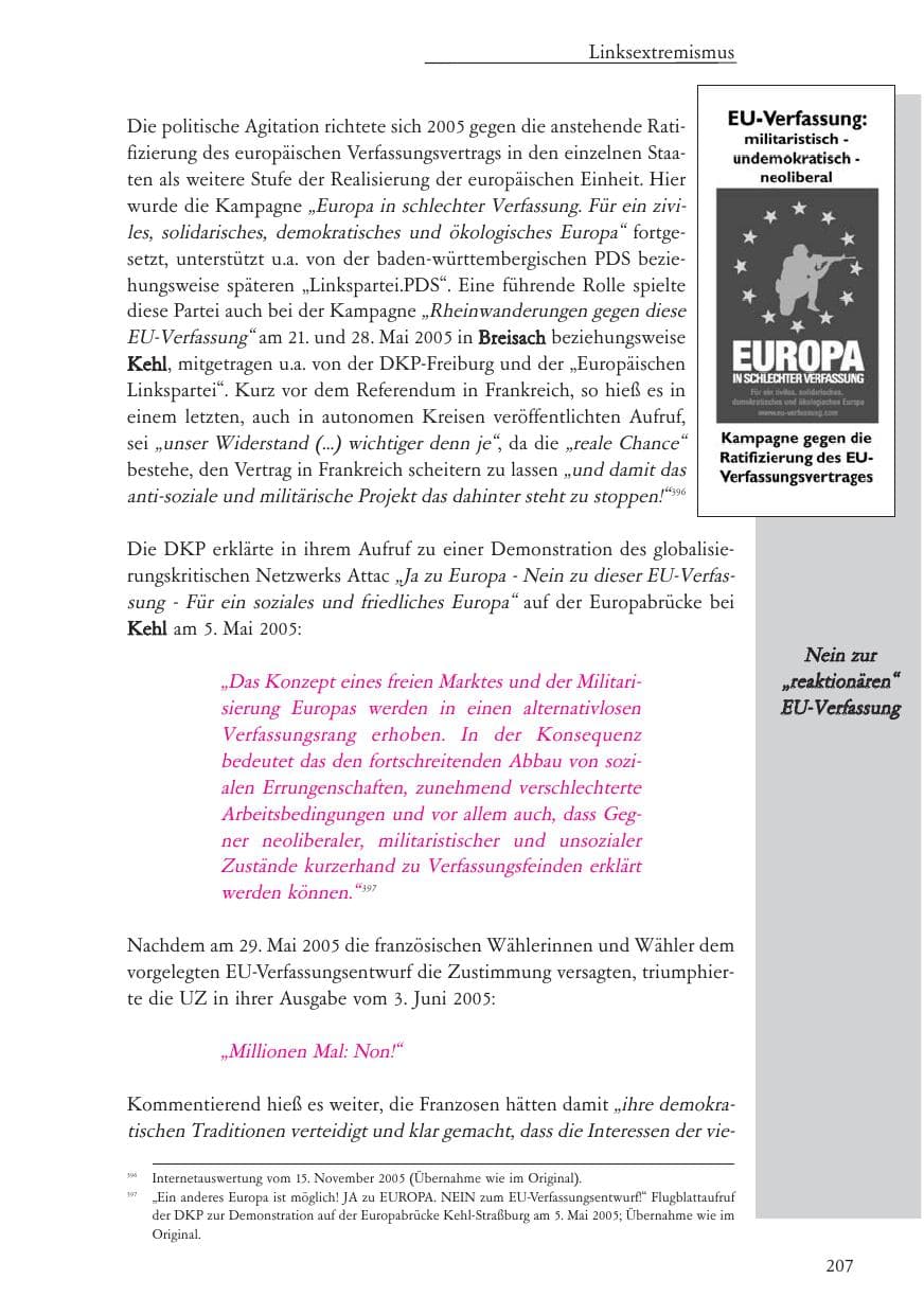 Seite 208 des Verfassungsschutzbericht 2005 Baden-Württemberg
