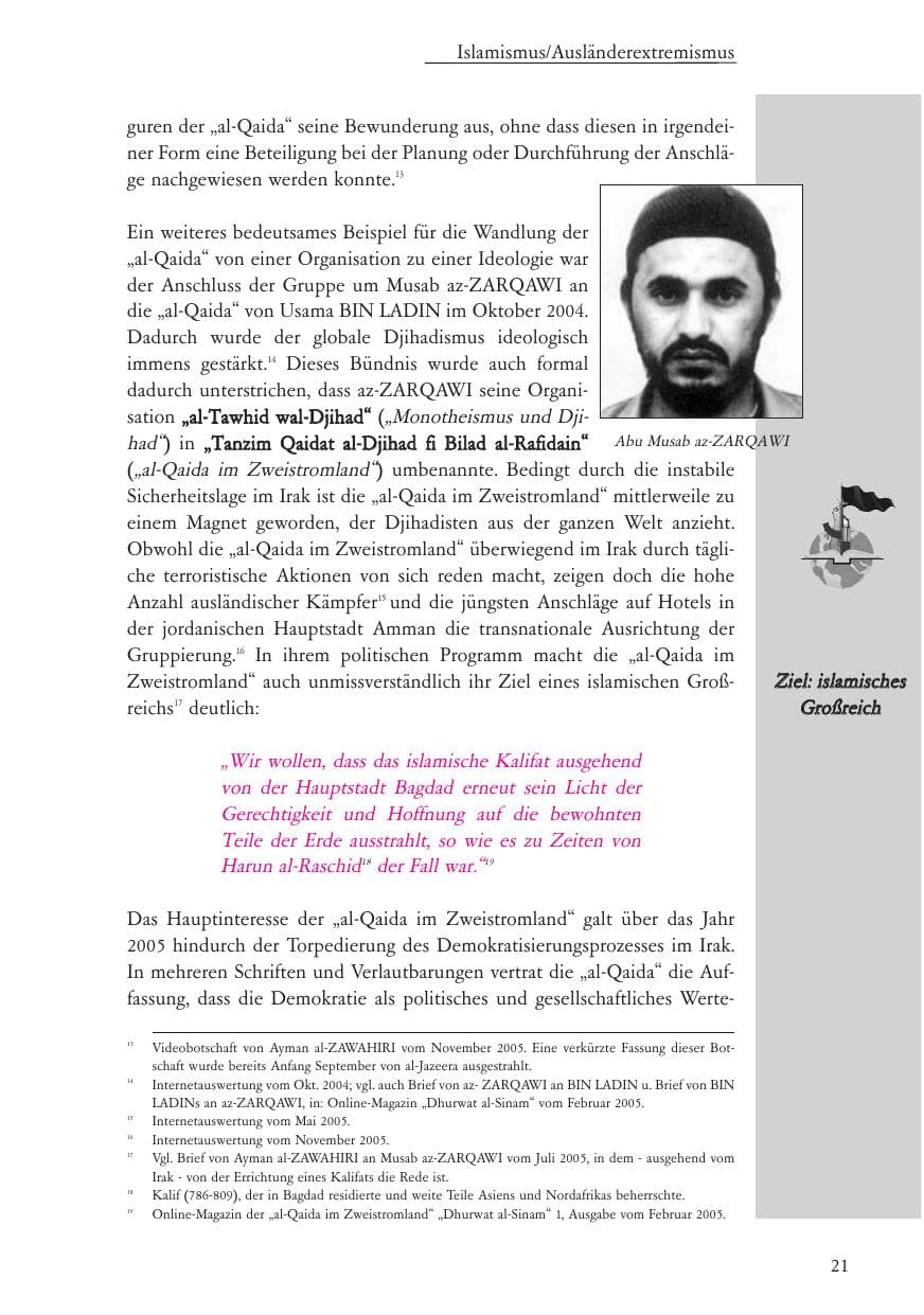 Seite 22 des Verfassungsschutzbericht 2005 Baden-Württemberg