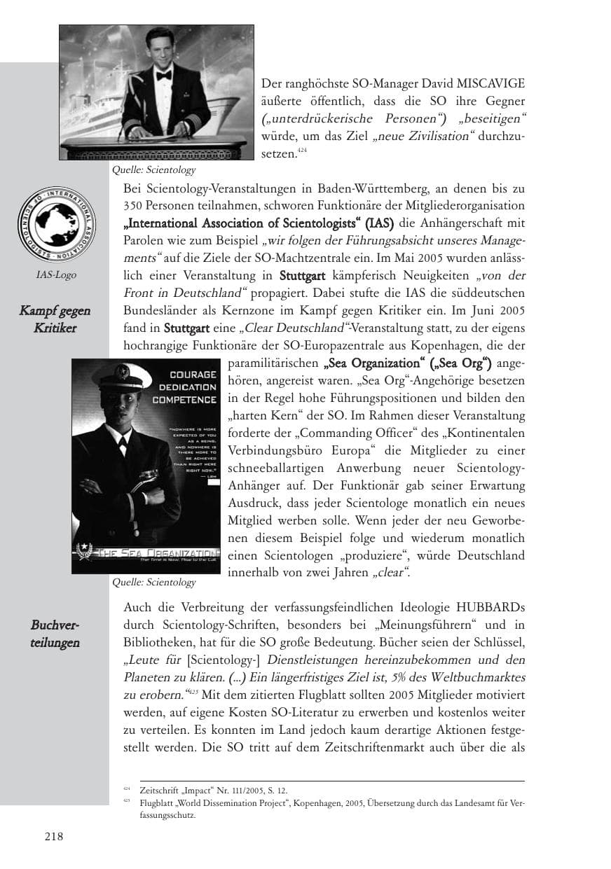 Seite 219 des Verfassungsschutzbericht 2005 Baden-Württemberg