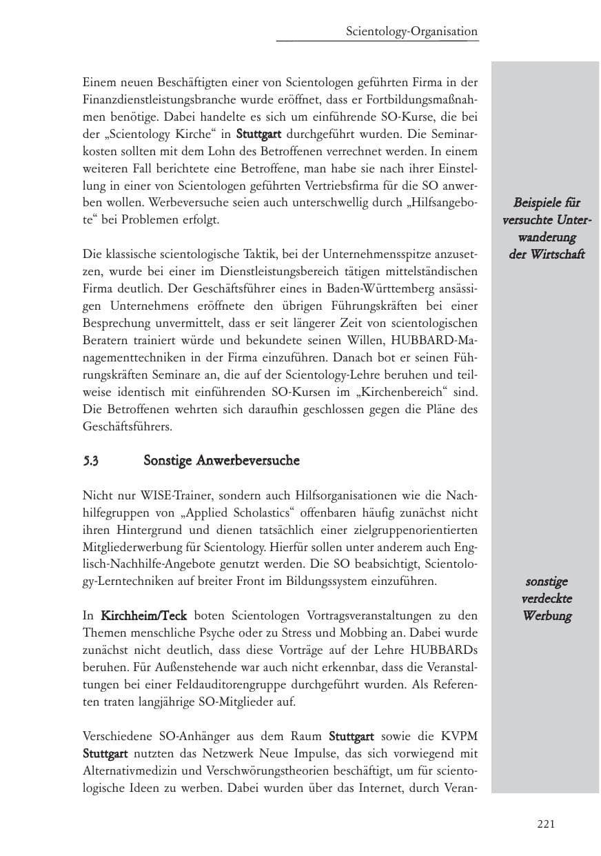 Seite 222 des Verfassungsschutzbericht 2005 Baden-Württemberg