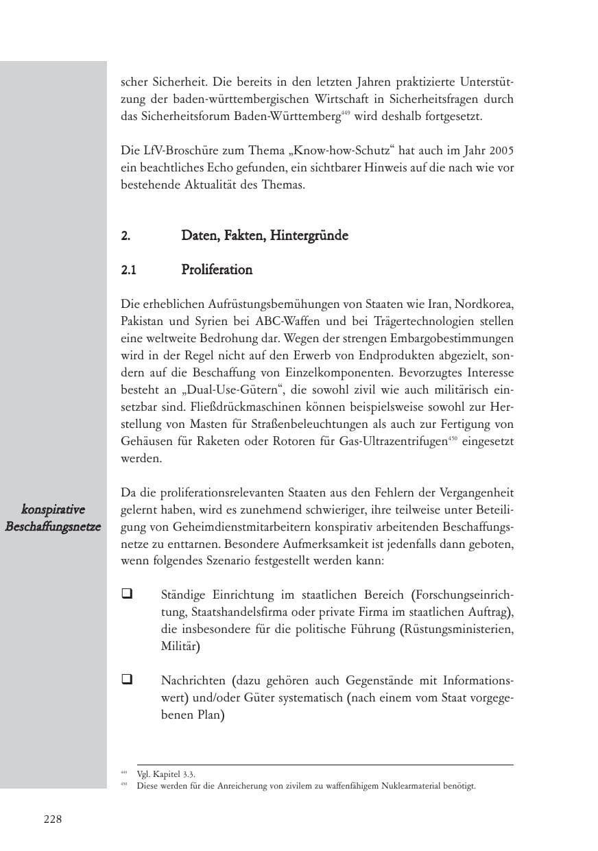 Seite 229 des Verfassungsschutzbericht 2005 Baden-Württemberg