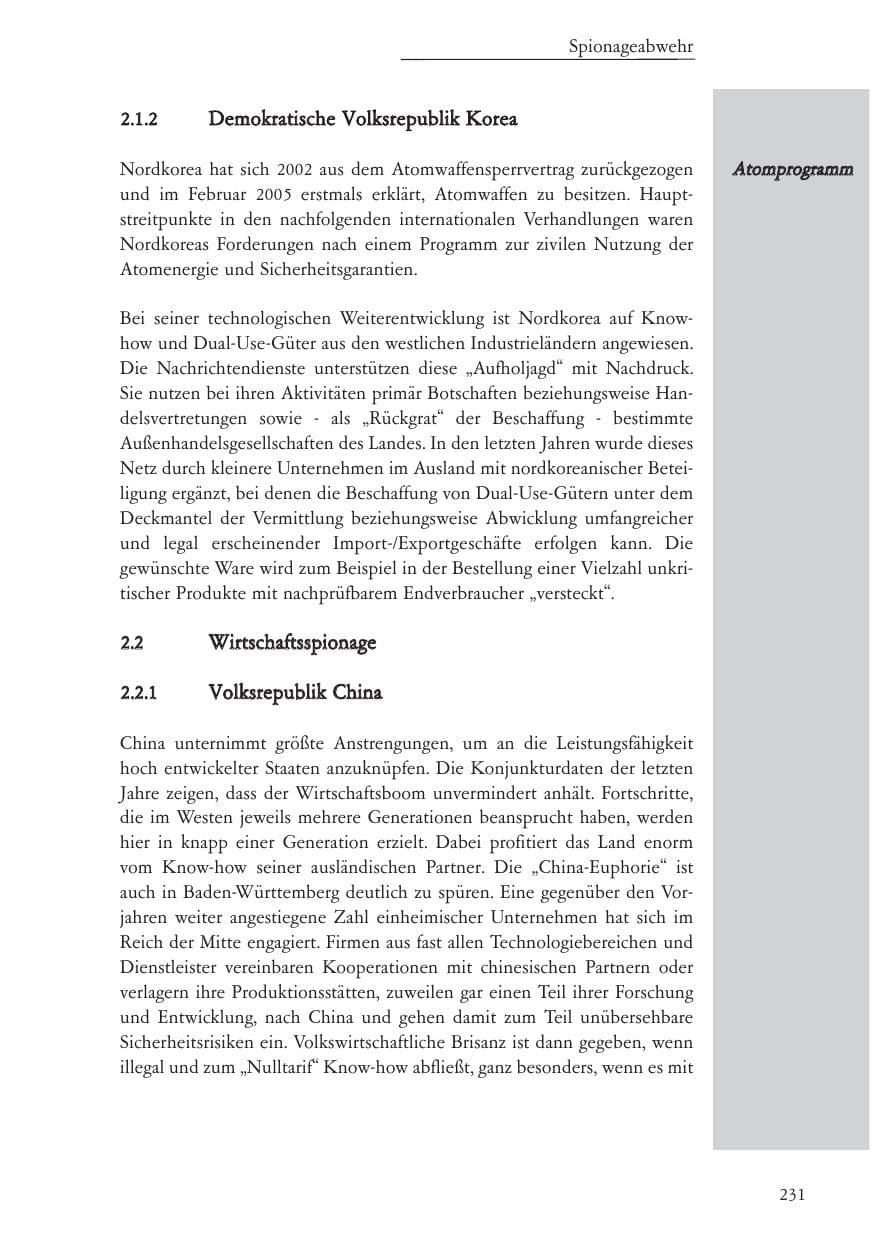 Seite 232 des Verfassungsschutzbericht 2005 Baden-Württemberg