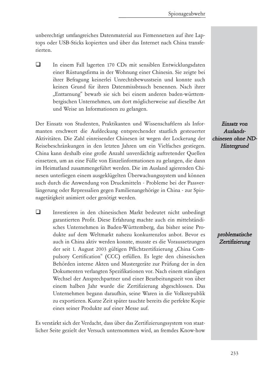 Seite 234 des Verfassungsschutzbericht 2005 Baden-Württemberg