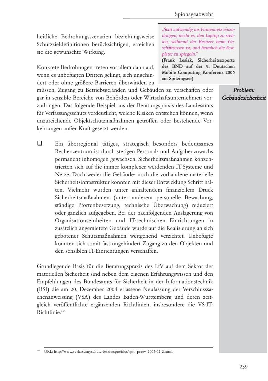 Seite 240 des Verfassungsschutzbericht 2005 Baden-Württemberg
