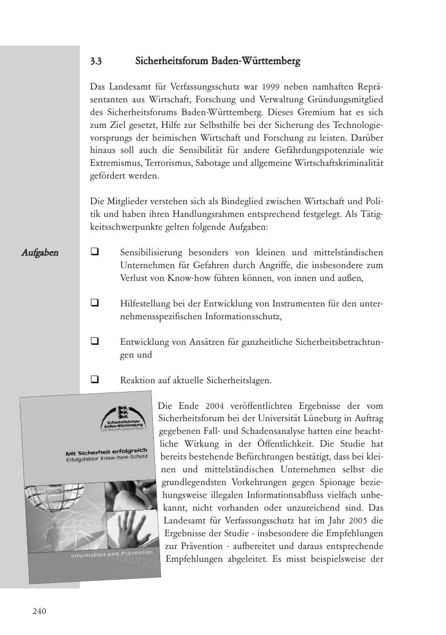 Seite 241 des Verfassungsschutzbericht 2005 Baden-Württemberg