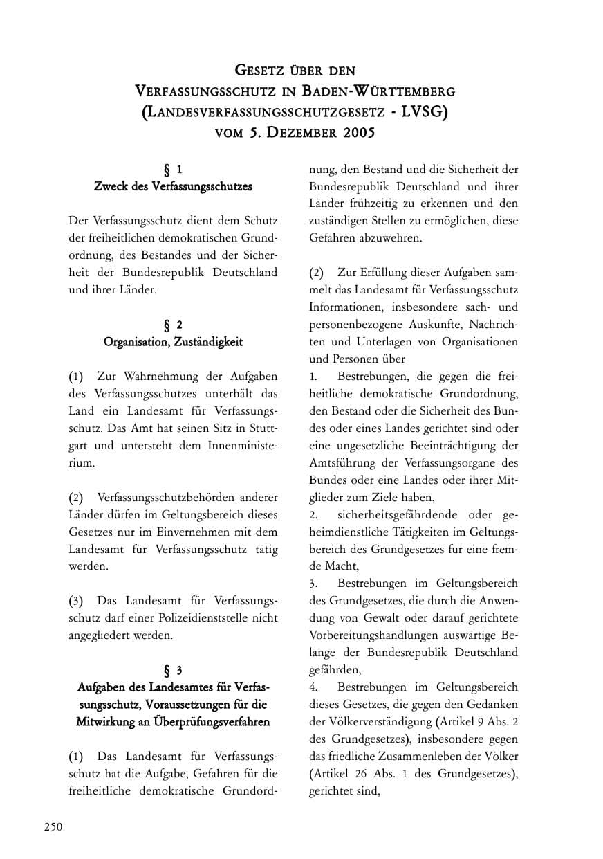 Seite 251 des Verfassungsschutzbericht 2005 Baden-Württemberg