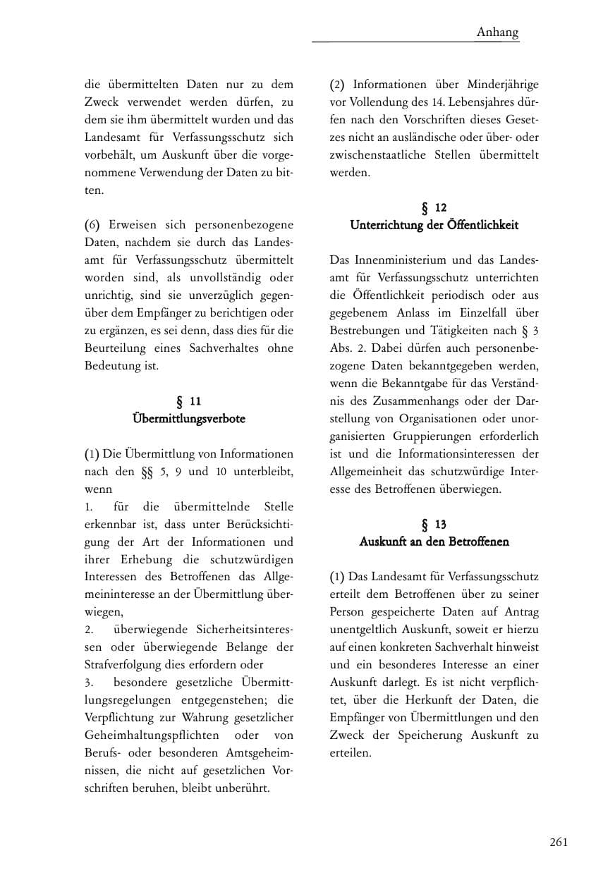 Seite 262 des Verfassungsschutzbericht 2005 Baden-Württemberg
