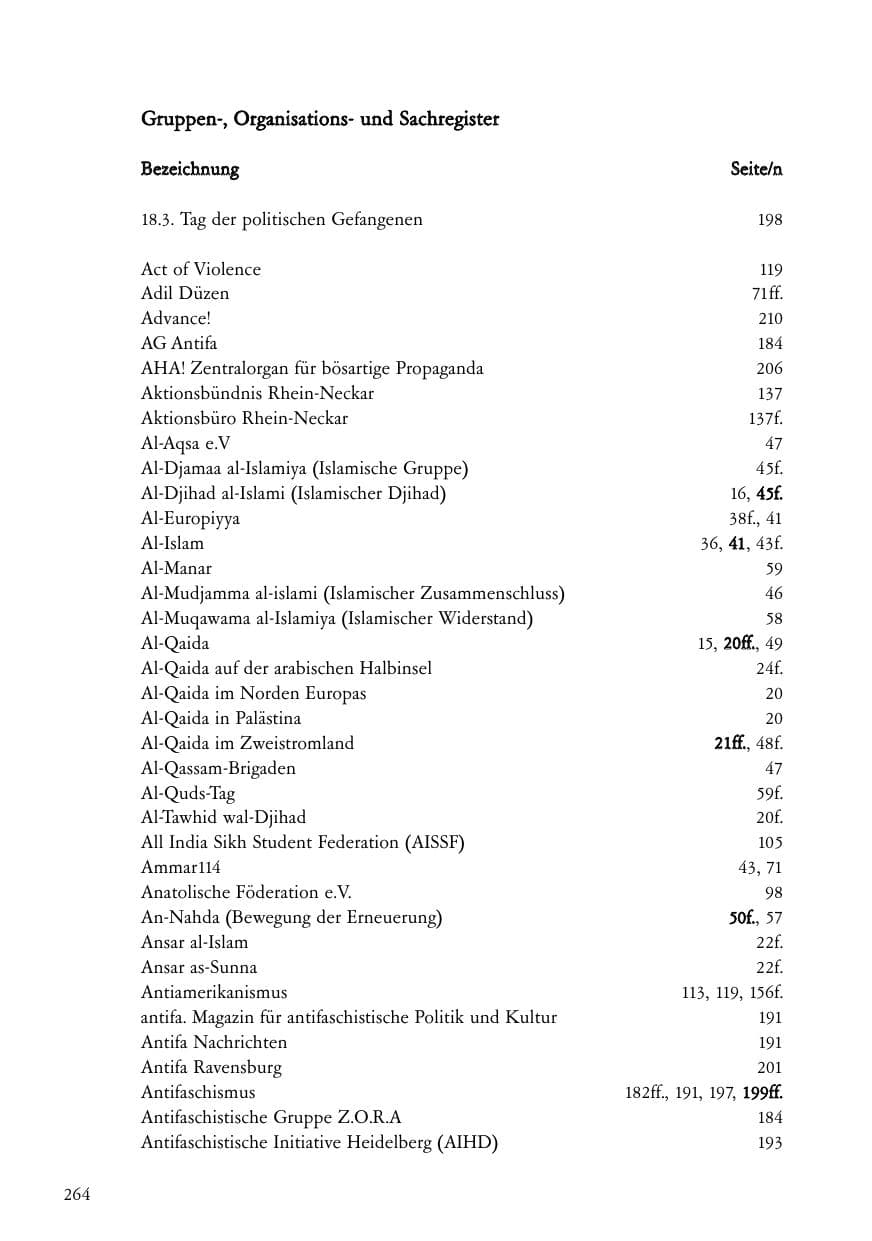Seite 265 des Verfassungsschutzbericht 2005 Baden-Württemberg