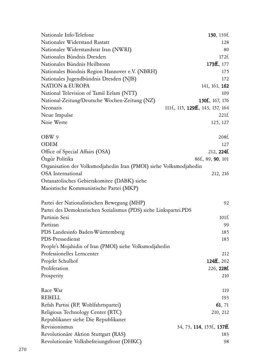 Seite 271 des Verfassungsschutzbericht 2005 Baden-Württemberg