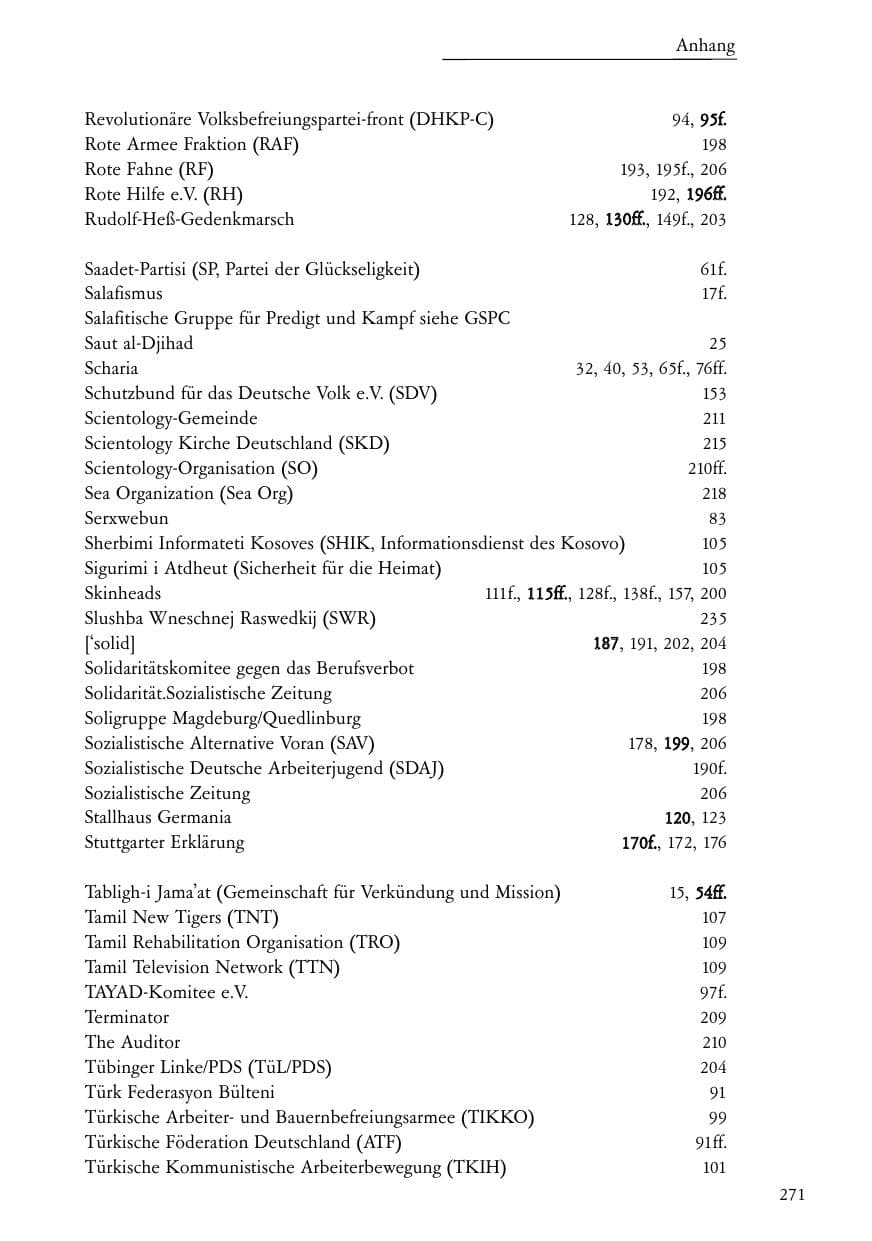 Seite 272 des Verfassungsschutzbericht 2005 Baden-Württemberg
