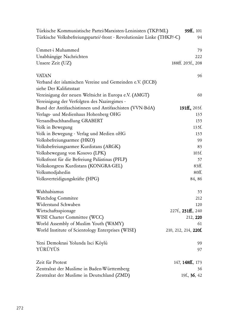 Seite 273 des Verfassungsschutzbericht 2005 Baden-Württemberg