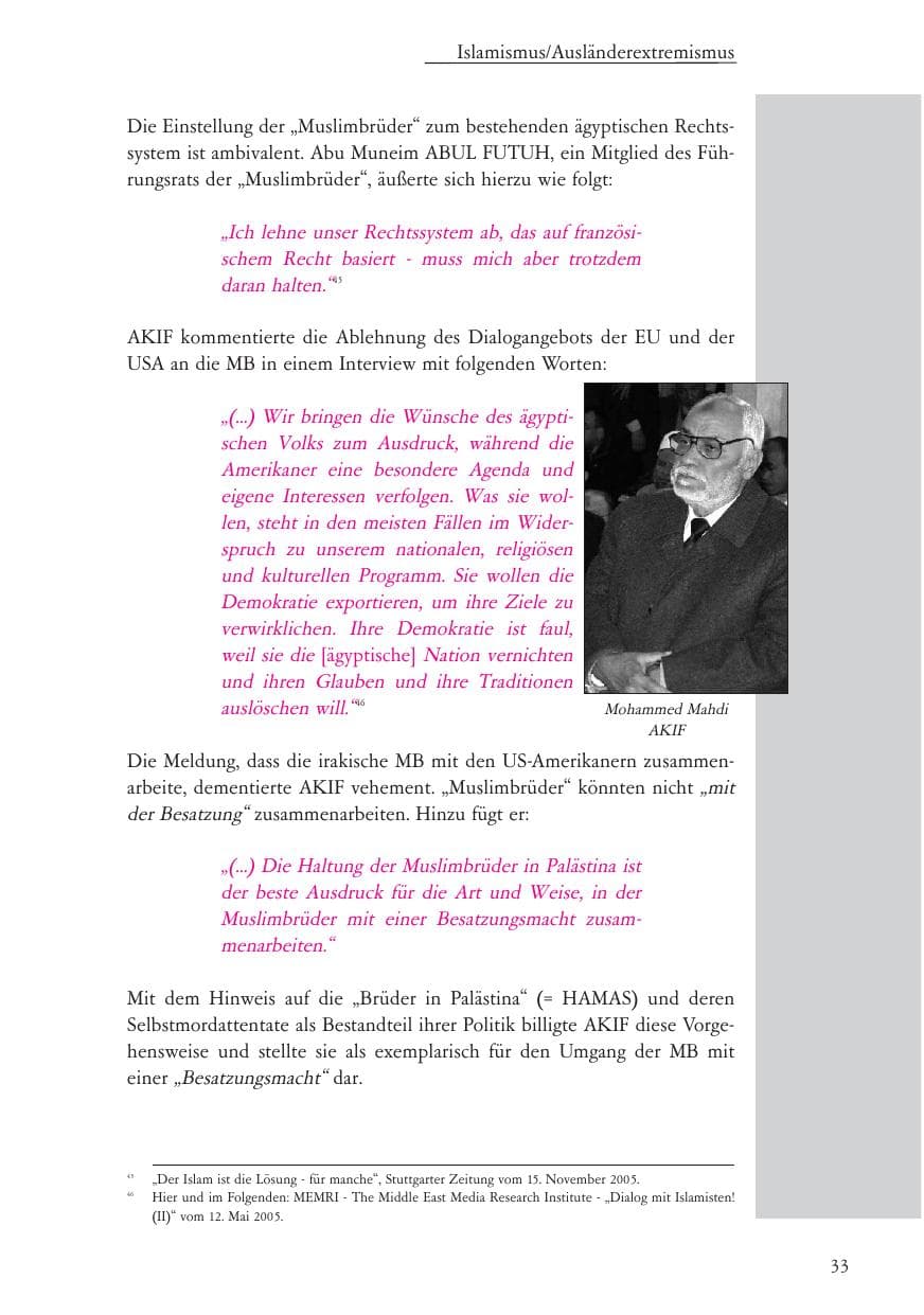 Seite 34 des Verfassungsschutzbericht 2005 Baden-Württemberg
