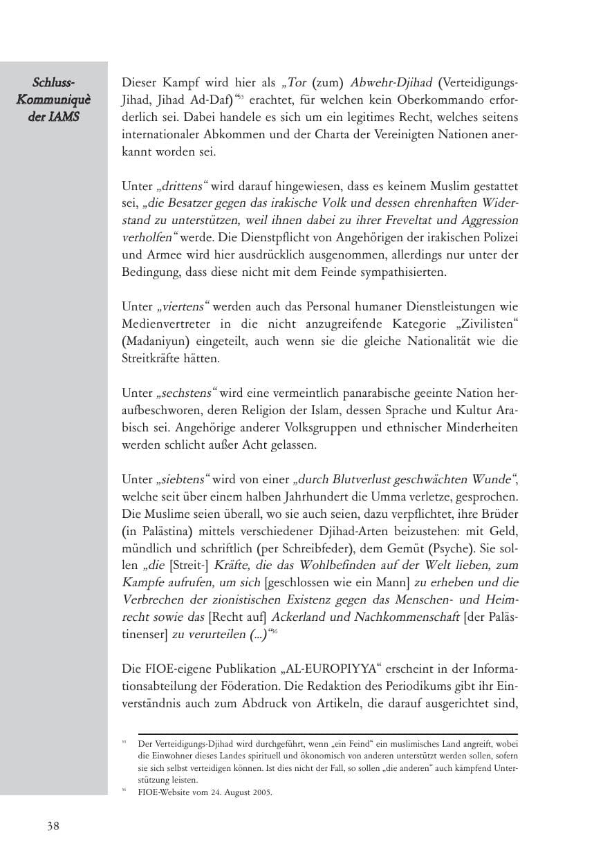 Seite 39 des Verfassungsschutzbericht 2005 Baden-Württemberg