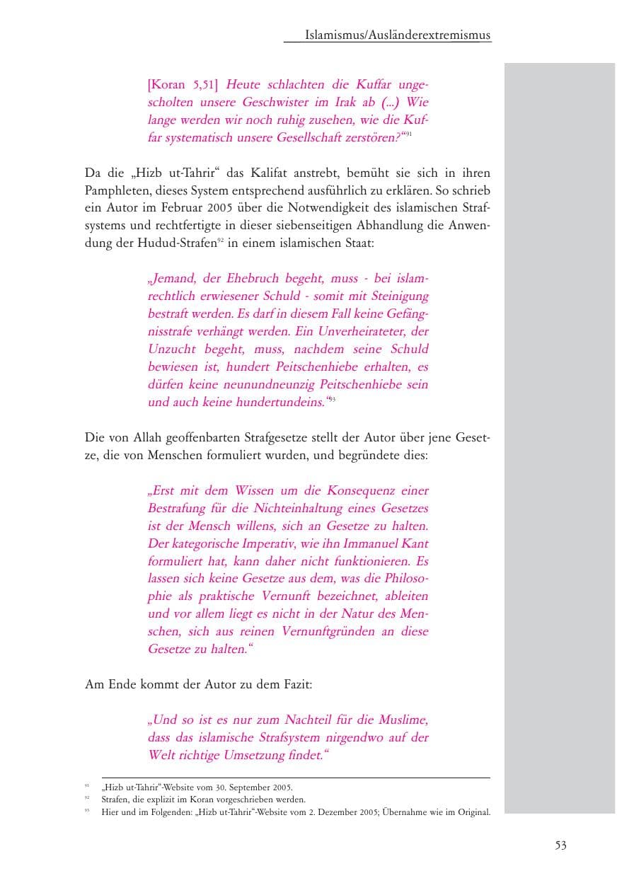 Seite 54 des Verfassungsschutzbericht 2005 Baden-Württemberg