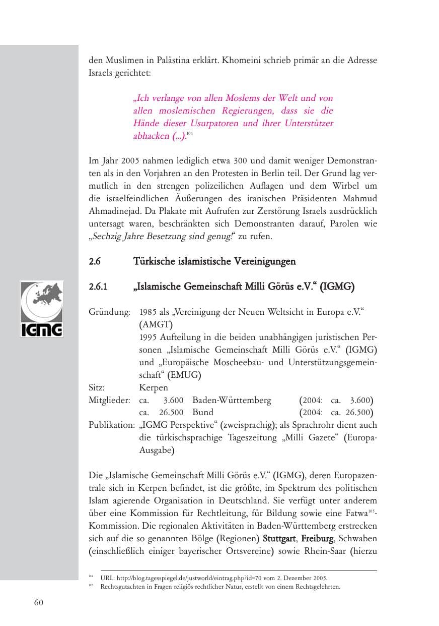 Seite 61 des Verfassungsschutzbericht 2005 Baden-Württemberg