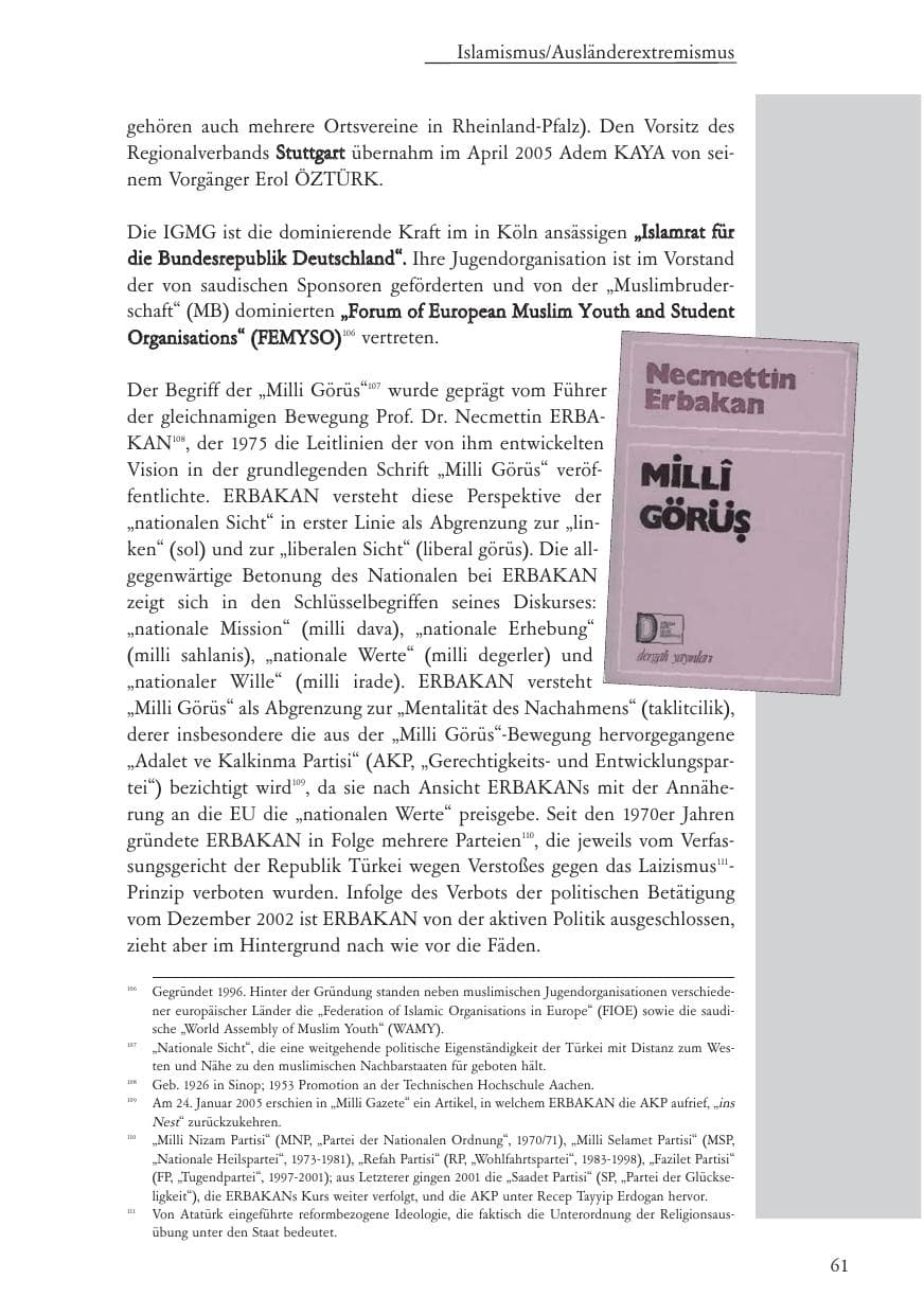 Seite 62 des Verfassungsschutzbericht 2005 Baden-Württemberg