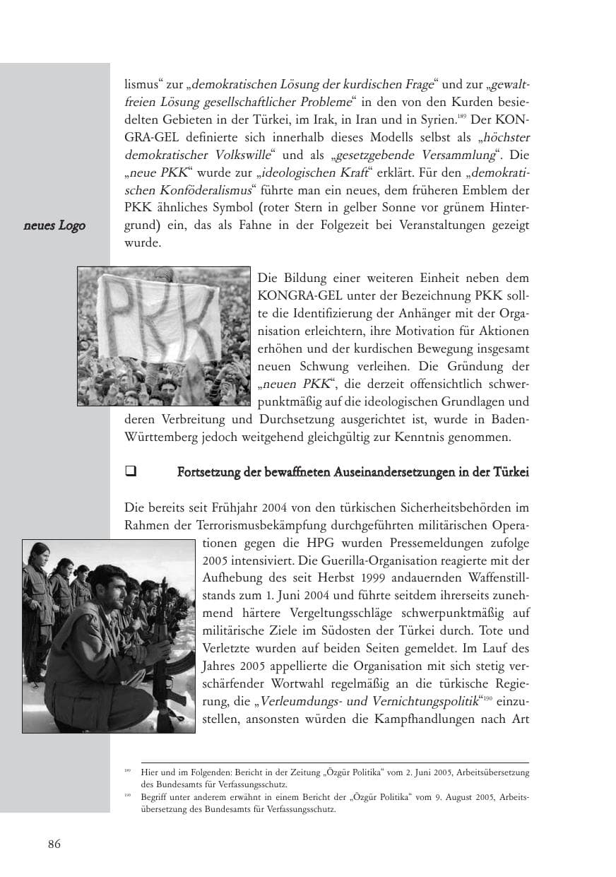 Seite 87 des Verfassungsschutzbericht 2005 Baden-Württemberg