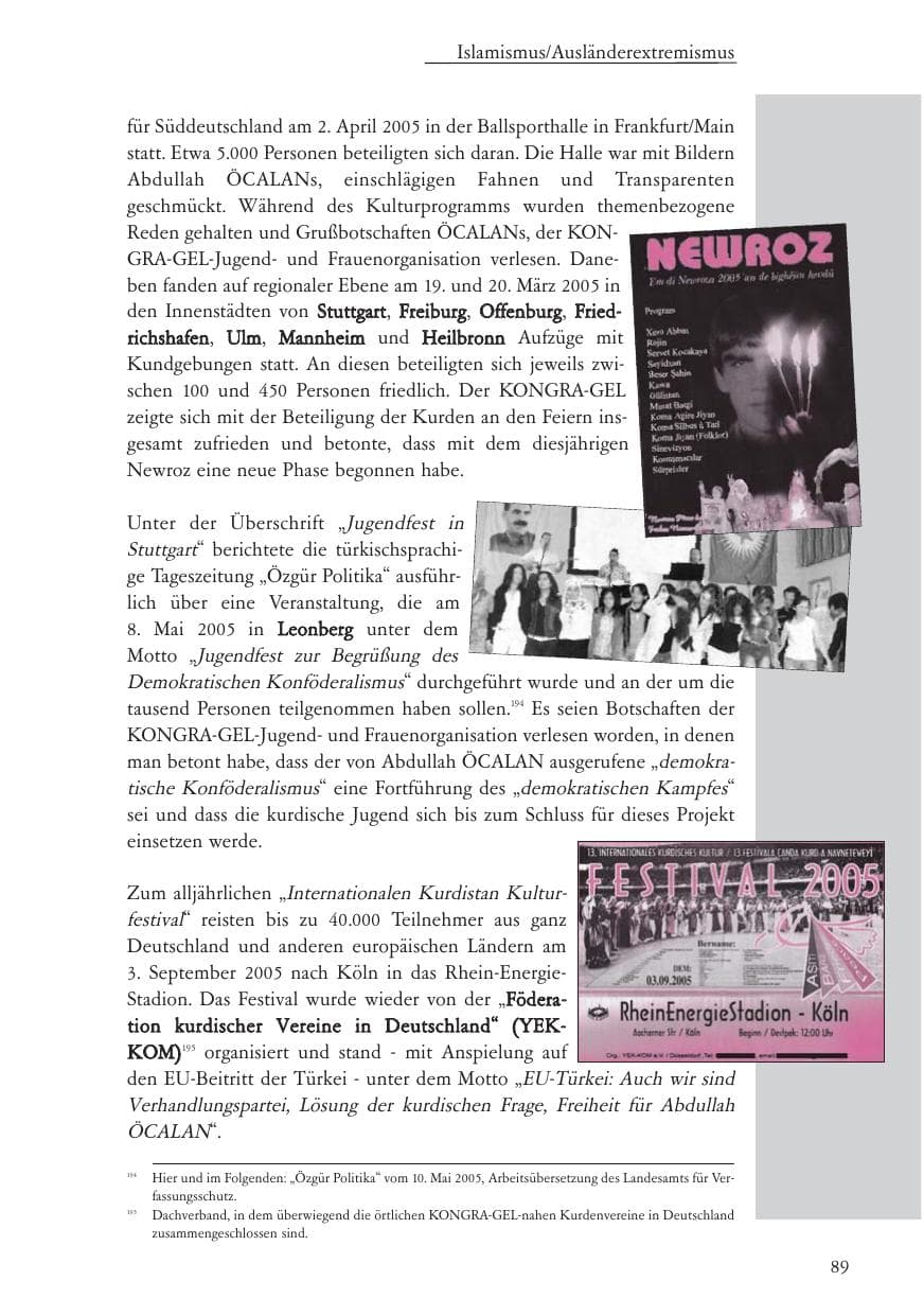 Seite 90 des Verfassungsschutzbericht 2005 Baden-Württemberg
