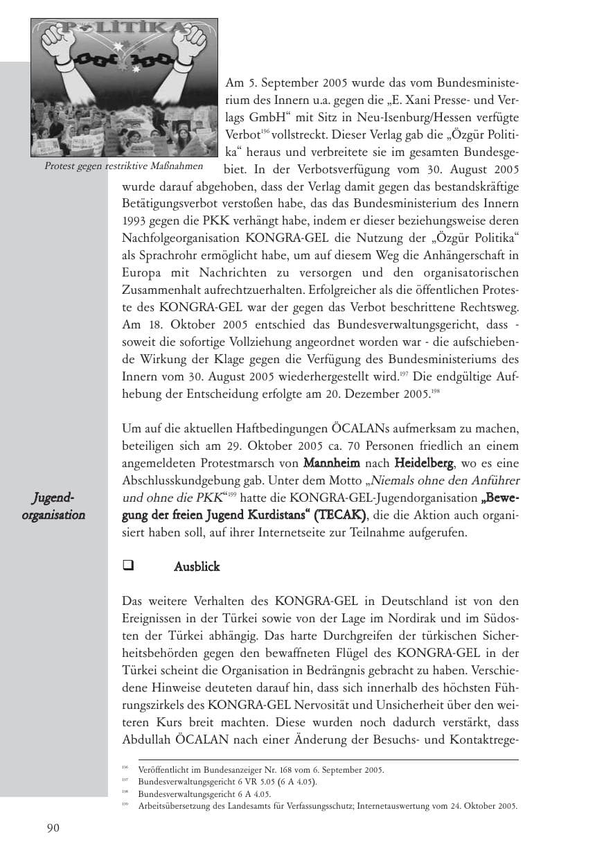 Seite 91 des Verfassungsschutzbericht 2005 Baden-Württemberg