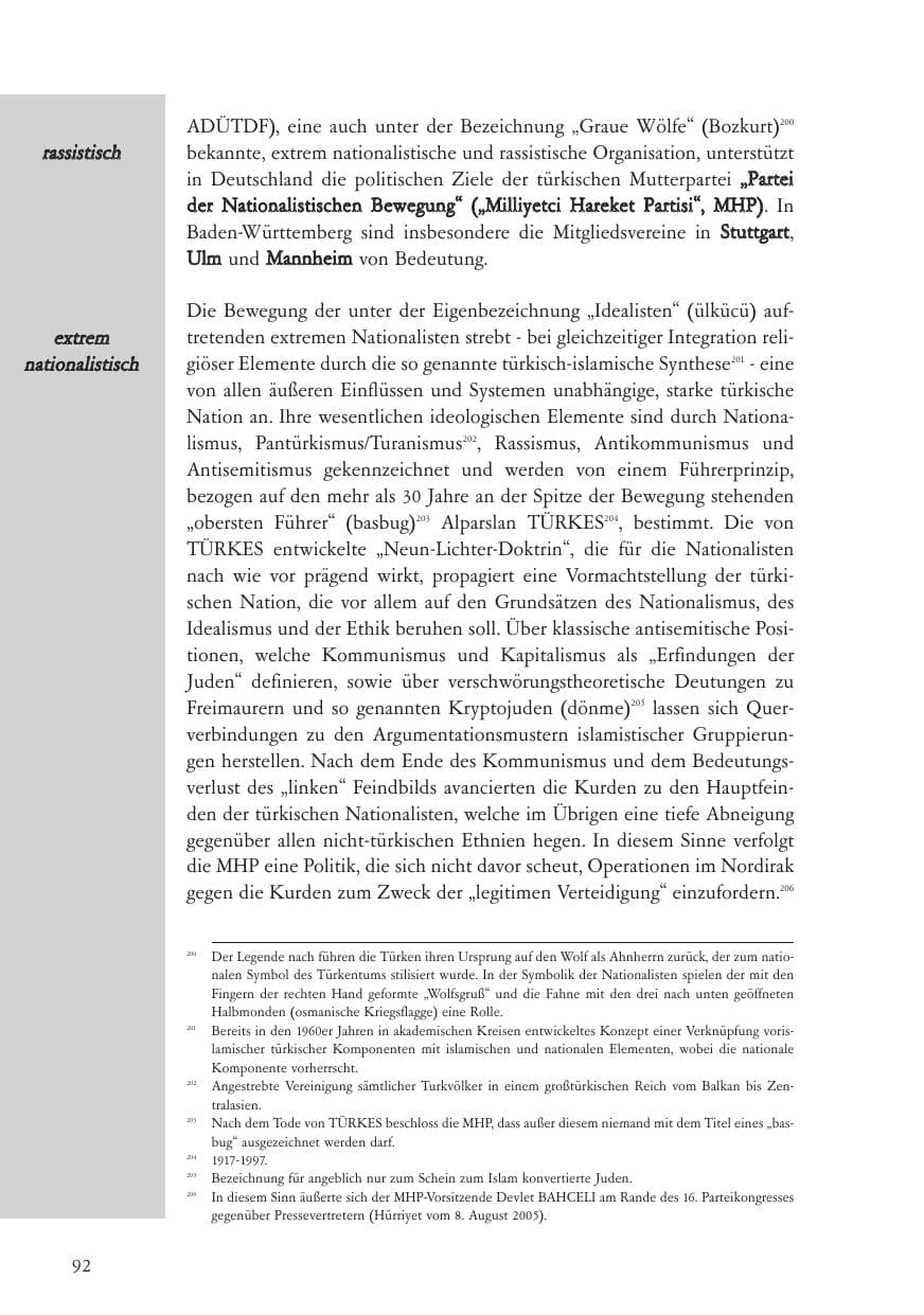 Seite 93 des Verfassungsschutzbericht 2005 Baden-Württemberg
