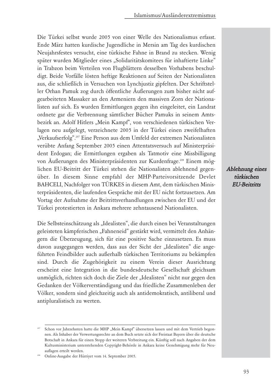 Seite 94 des Verfassungsschutzbericht 2005 Baden-Württemberg